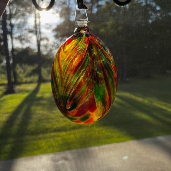 Handcrafted Kitras Art Calico Friendship Glass Ball Ornament Mosaic - Picture 4 of 4